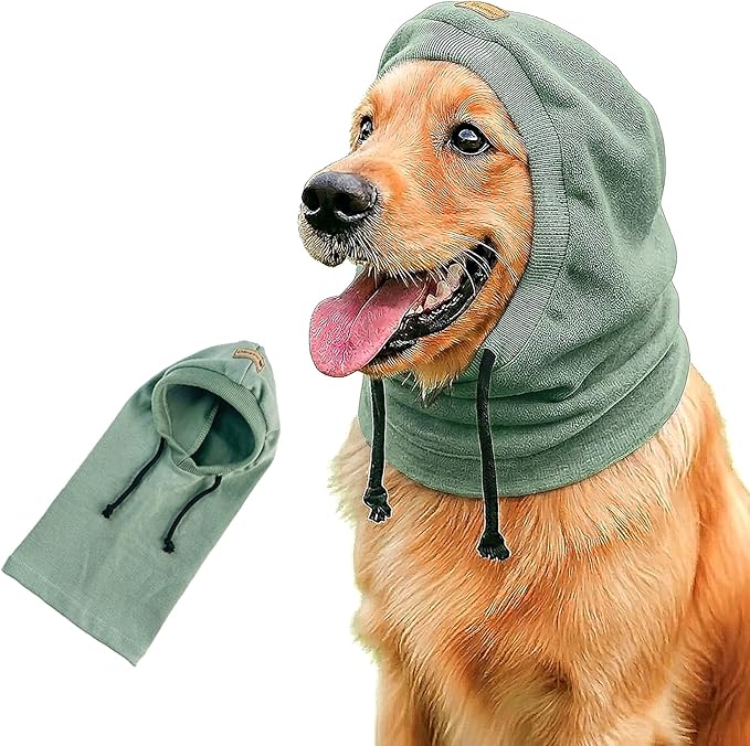 Dog Hat | Bandana for Warmth, Perfect for Fireworks, Thunderstorms, and Grooming（Green-L）