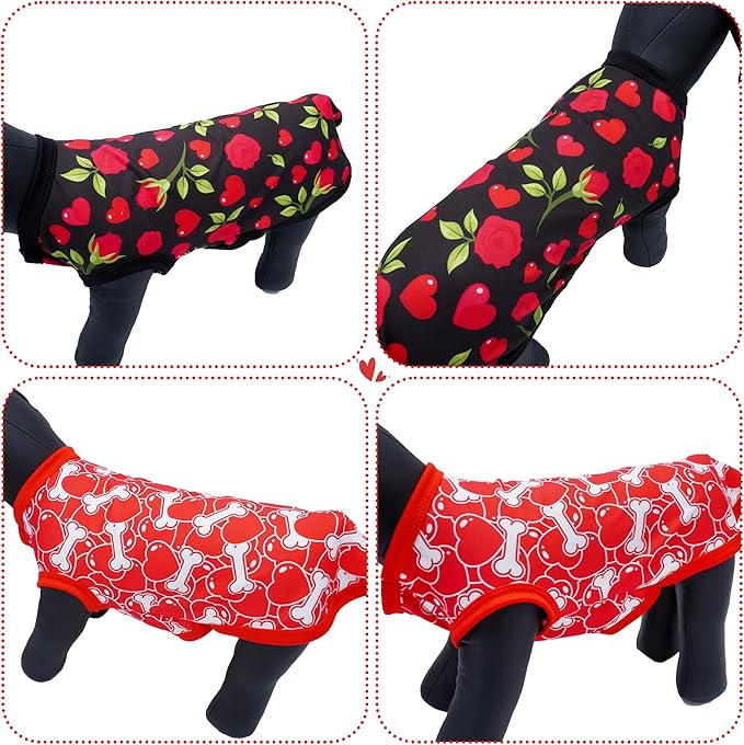 Valentines Dog Shirts for XXL Girl Boy Male Female Sleeveless Tank Top Tee Vest T-Shirts Black Red Outfit Pack of 2