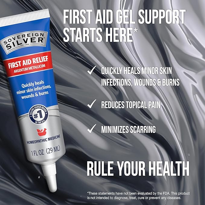 Sovereign Silver First Aid Gel - Argentum Metallicum Gel Wound Care Support, Topical Skin Care for Minor Skin Irritations with Convenient Pump - 1 fl oz (30 mL)