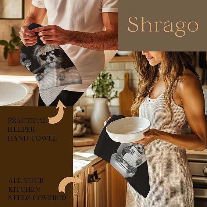 Funny Yorkshire Terrier Bathroom Hand Towels, Dog Bathroom Decor, Yorkie Gifts for Women Men Hand Towels for Bath Room Washroom, Dog Mom Dad Gifts, 16x24 Inch Set of 2