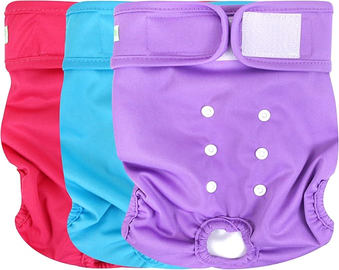 Wegreeco Washable Reusable Premium Dog Diapers, Extra Large, Bright Color, for Female Dog, Pack of 3,Small Dog Puppy & Doggy Diapers Female,Period Panties in Heat