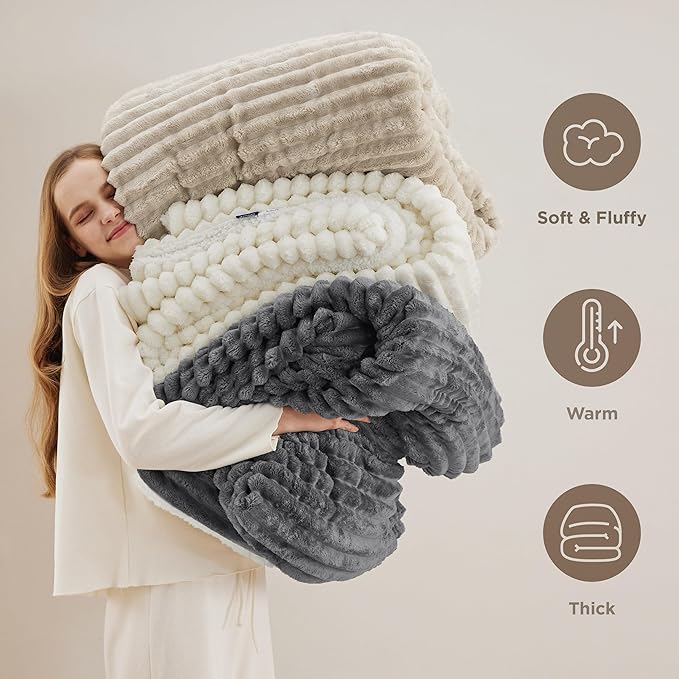 Bedsure Sherpa Blanket King Size for Bed - Super Soft, Cozy Fleece Thick Warm Blanket for Winter, GentleSoft Home Room Decor, Purple, 108x90 Inches