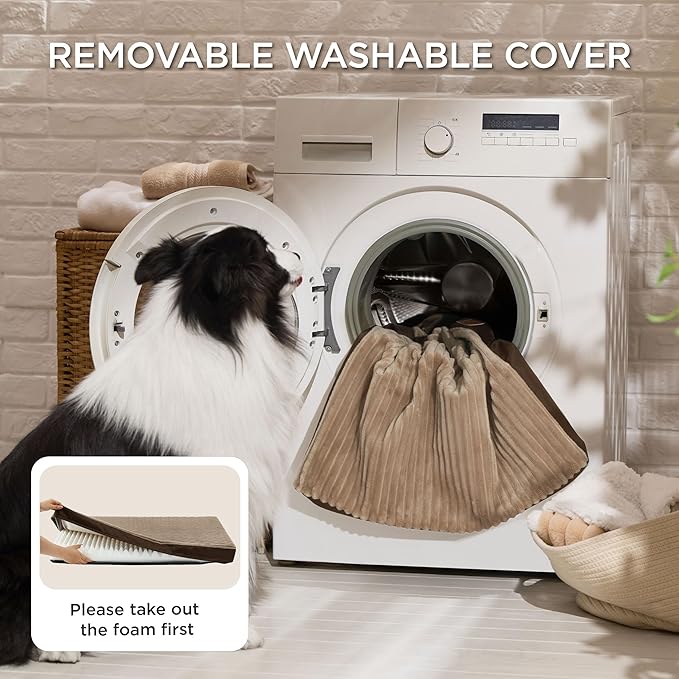 Bedsure ComfyFleece XXL Dog Bed for Crate - Extra Large Orthopedic Pet Beds with Removable Washable Cover, NOT Waterproof Egg Crate Foam Mat, Suitable for Pet Up to 100 lbs, 47x29x4, Not for Chewers