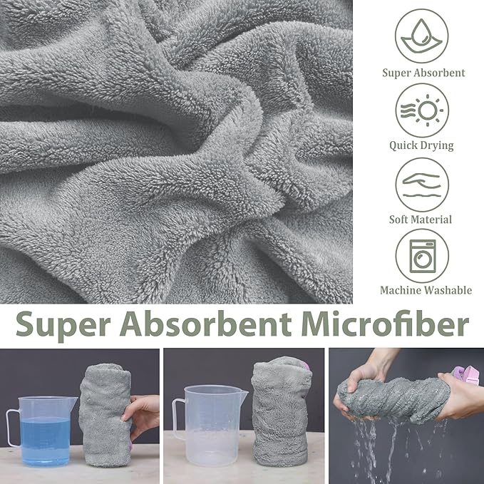 Dog Bathrobe Super Absorbent Towel Robe - Microfiber Bath Towels Fast Drying Coat for Dogs, Cute Dogs Clothes Adjustable Collar & Belly Strap Warm Keeping Hooded Dog Towel (Grey, Small)