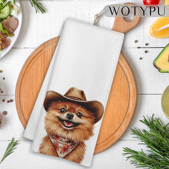 Pomeranian Gifts Kitchen Towels, Pomeranian Gifts for Women Dish Tea Towel for Kitchen Decor, Pomeranians Gifts Hand Towels for Bathroom Decor, 16X24 Inch