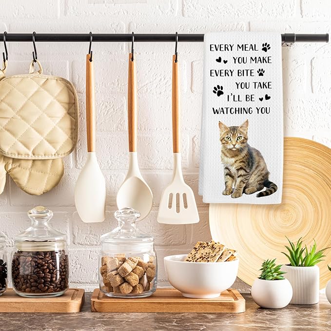 Funny Tabby Cat Gifts for Cats Lovers Kitchen Towels, Tabby Cat Hand Towel, Every Meal You Make Decorative Tea Dish Towels for Kitchens, Funny Pet Kitty Kitchen Decor, 16x24in
