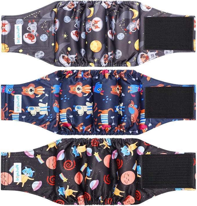 Paw Legend Washable Dogs Diapers Male Dog Belly Bands for Male Dogs Diapers Reusable Puppy & Doggie Diapers Male (3 Pack, Large)