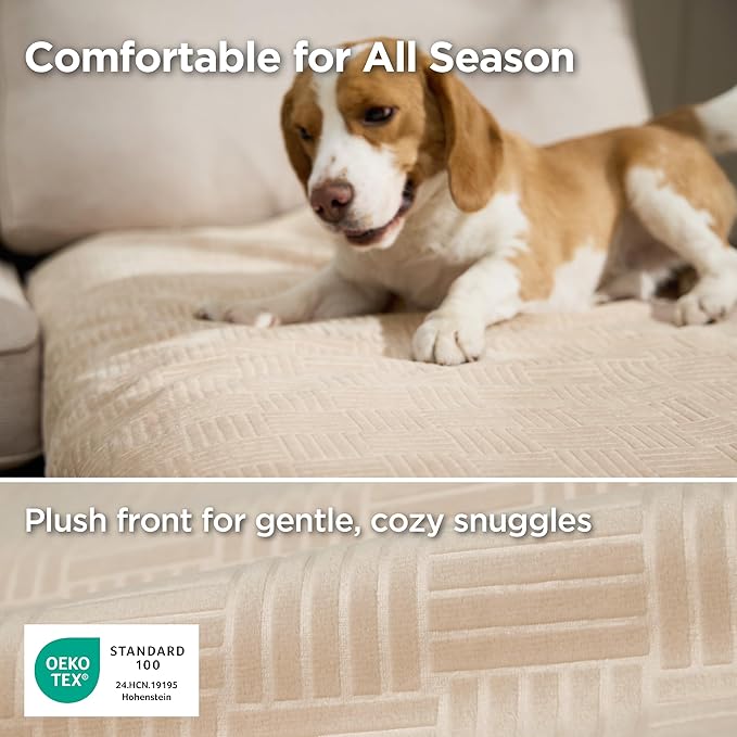 Bedsure Waterproof Couch Cover for Dogs Washable - Waterproof Blanket for Large Dogs Couch Sofa Bed Cozy, Lightweight Furniture Protector for Pet Cat Quick Drying, Sandy Tan, 52x82IN