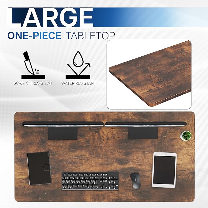 VIVO Universal 55 x 28 inch Solid One-Piece Table Top for Standard and Sit to Stand Height Adjustable Home and Office Desk Frames, Rustic Vintage Brown, DESK-TOP55-28N