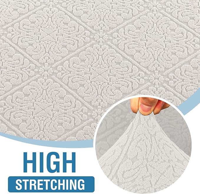 H.VERSAILTEX Jacquard Couch Cover for Dogs Washable 1 Piece High Stretch Sofa Covers Anti-Slip Furniture Protector with Elastic Bottom Soft Thickened Damask Pattern Fabric(Sofa, Pale Oak)
