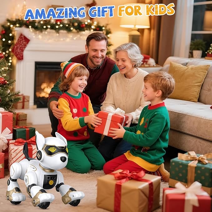 Robot Dog for Kids, Remote Control Dog with Voice Touch Interaction and lmitation Show, Programmable Gesture Sensing Dog Robot, Singing, Dancing, Talking, Smart Stunt Robot Dog Toy Gift for Boys Girls
