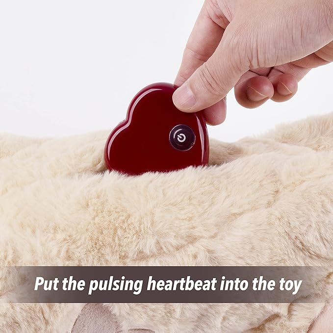 PetPrime Dog Heart Beat Puppy Plush Rabbit Toy - with Warmer Bag Pet Soft Anxiety Puppy Relief Toy Heartbeat Stuffed Animal Sleeping Buddy Anxiety Dog Toy (Bear)