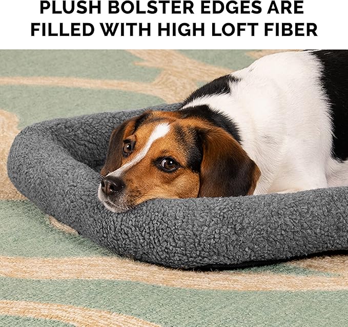 Furhaven Dog Bed for Extra Small Dogs & Indoor Cats, 100% Washable, Sized to Fit Crates - Sherpa Fleece Bolster Crate Pad - Gray, Extra Small (Pack of 2)