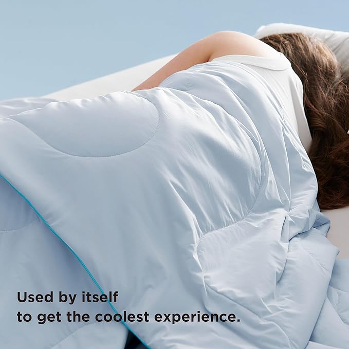 Bedsure Cooling Blankets for Hot Sleepers - Cooling Comforter, Cold and Lightweight Gift for Night Sweats, Full Size Ice Breathable Summer Blanket for Bed, Blue, 80x90 Inches