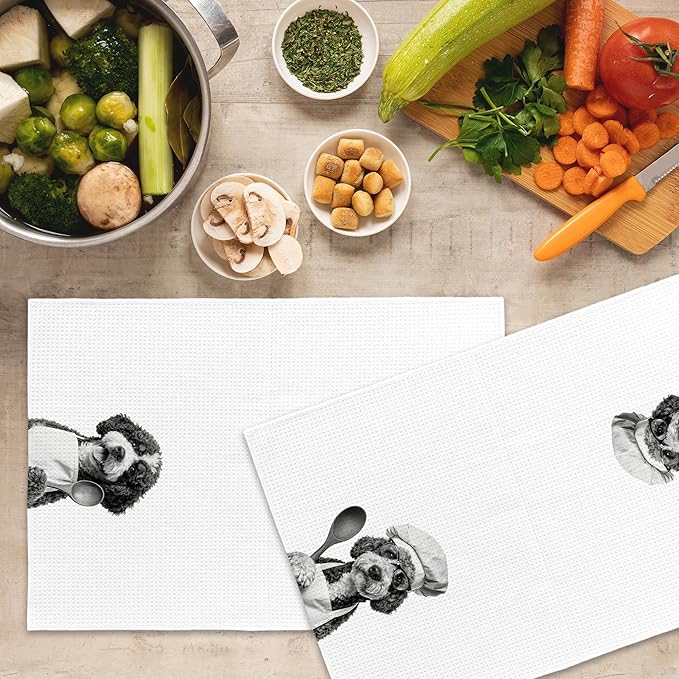 Funny Bernedoodle Kitchen Towels Set of 2, Dog Kitchen Accessories, Dog Chef Gift Hand Towel, Gifts for Dogs Mom Lovers Women, Dining Room Decorative Tea Towel Dish Towels 16x24 Inch