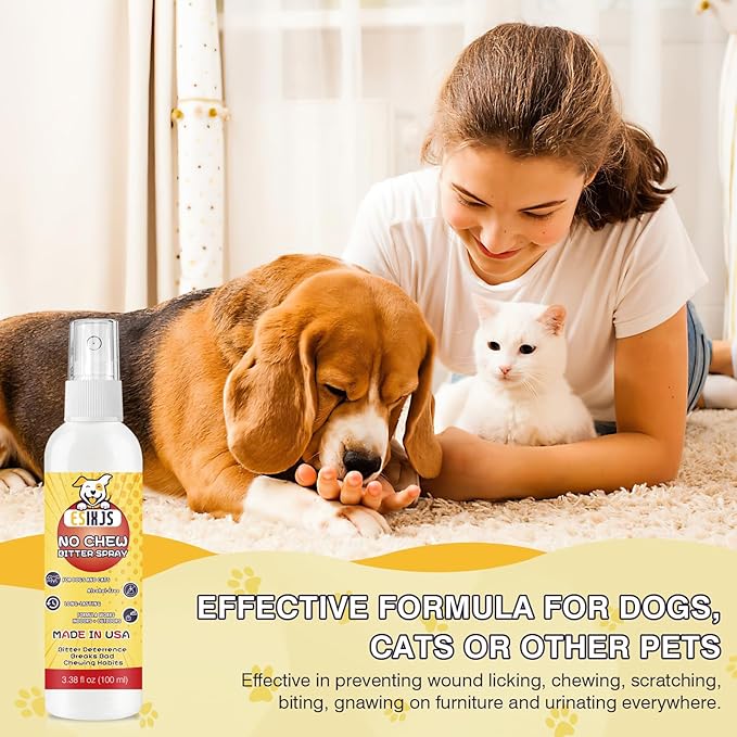 No Chew Spray for Dogs Cats Bitter Apple Spray for Puppy 6.76 Fl Oz Stop Dogs Cat from Chewing Furniture Spray Anti Licking for Dog Cat Yuck Bitter Spray Deterrent for Gentle on Skin Alcohol Free