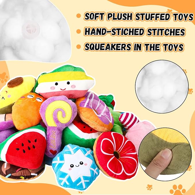 Hungdao 80 Pcs Valentines Dog Toys Bulk Squeaky Dog Gifts for Medium Small Puppy Stuffed Plush Chew Toys Small Pet with Squeakers for Puppies Teething(Vivid Style)