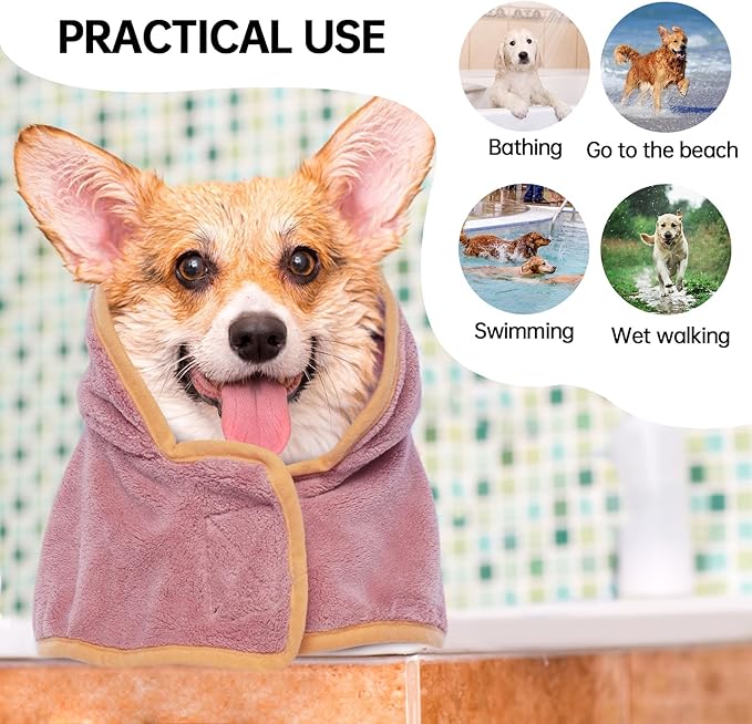 Microfibre Dog Drying Coat & Towel, Super Absorbent Fast Drying, Magic Sticker & Belly Strap, Robes for After Bath - Small to Large Dogs & Cats