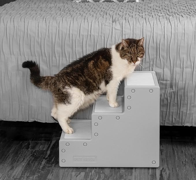 Pet Gear Pet Step III & IV Pet Stairs for Small Dogs and Cats up to 50 pounds, Lightweight, No Tools Required, 13 Colors to Choose from, New Essential Grey, 3 Steps