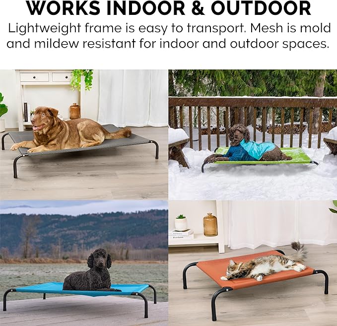 FurHaven Elevated Pet Cots - Cooling & Breathable Nylon Mesh Hammock for Small Dogs & Cats/Easy-to-Assemble / / Durable and Reinforced/Perfect for Rest & Relaxation Outdoors - Capri Blue, Small