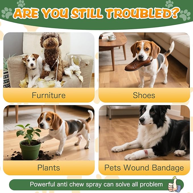 Anti-Chew Bitter for Dog Behavior Training Aid Spray, Natural Ingredients, Protect Furniture Shoes Belongings, Stop Chewing, Licking, Biting for Dog Deterrent Spray - Formula 6
