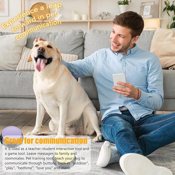 4Pcs Dog Buttons for Communication Voice, Recording Button Dogs for Words Talking and Answer, 30 Seconds Buttons Personalized Sound Answering Buzzer Best Toys fit Dog Tranning(4pcs-Yellow)