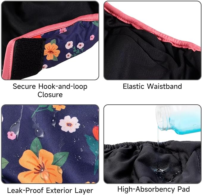 Paw Legend Washable Reusable Female Dog Period Diapers for Heat Doggie Puppy Diapers for Female Dogs (3 Pack,X-Small)