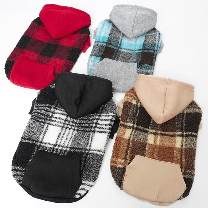 PUPTECK Dog Hoodie Puppy Sweatshirt Warm Dog Sweater Winter Clothes Cold Weather Coats for Small Medium Large Dogs, Brown, XL