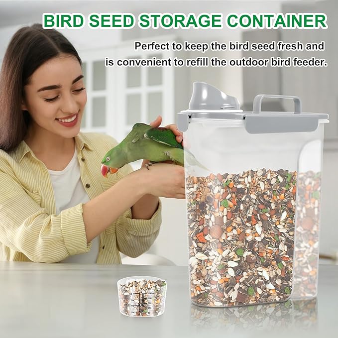 TBMax 10 lbs Cat Dog Food Storage Container, 2026 Upgraded Large Pouring Container for Pet Food Storage, Bird Seed Dispenser, Portable Travel Kibble Holder -Light Grey