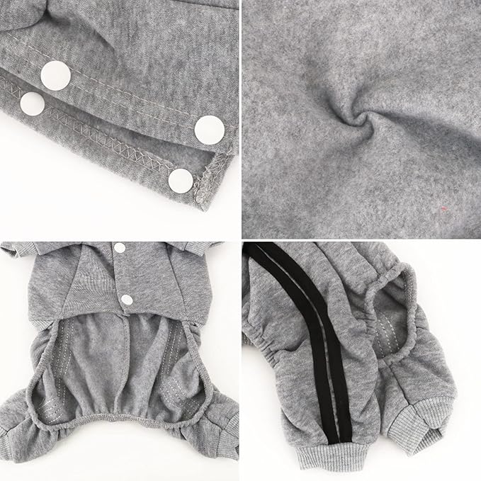 Dog Hoodie Security Clothes 4 Legs Jumpsuit Sweatshirt Hoodies Soft & Warm Dog Outfit Pullover Dog Winter Clothes Sweater for Small Medium Large Dogs Cats (Gray, X-Large)