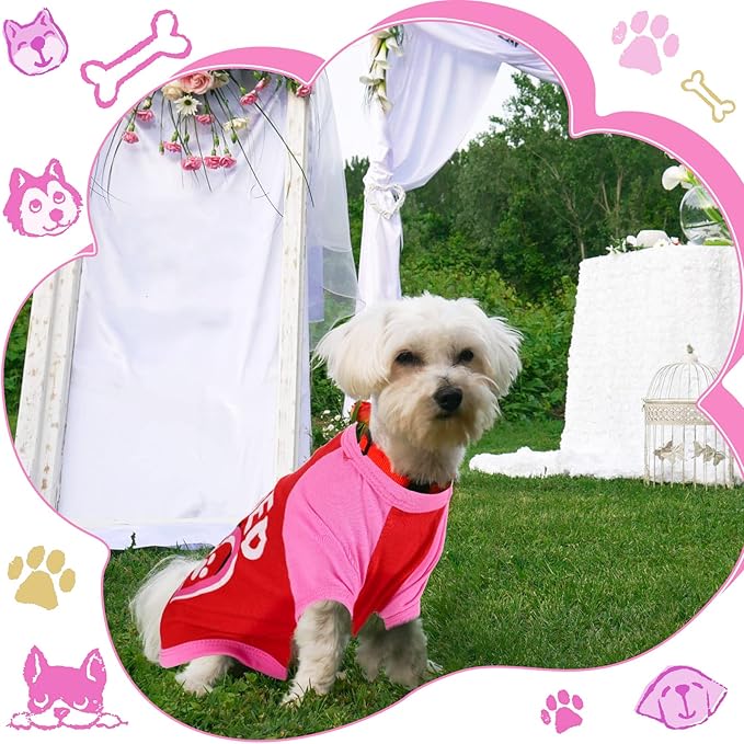 Weewooday 5 Pieces Valentine‘s Day Dog Shirt for Small Dogs Girl Small Dog Puppy Clothes for Chihuahua Yorkie Bulldog Schnauzer Breathable Shirt Vest(Medium)