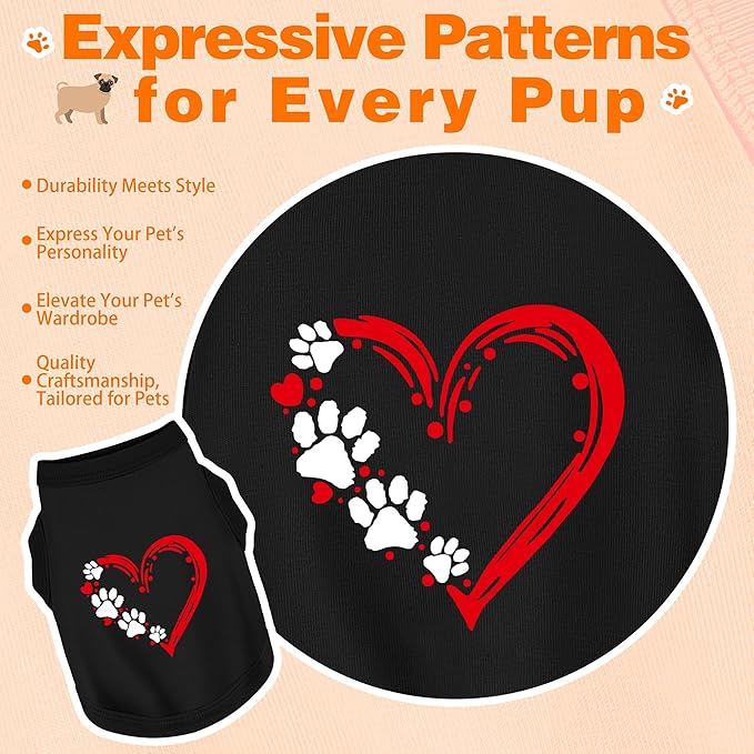 Discover Cozy Sleeveless Canine Wear: Soft, Lightweight, and Breathable Cotton Dog Shirt Featuring Heart and Paw Graphics. Vest Tank Top is Ideal for Small, Medium, and Large Breeds Yellow M