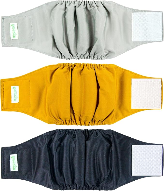 Wegreeco Washable Male Dog Belly Wrap - Pack of 3 - (Gold,Black,Grey,X-Small)