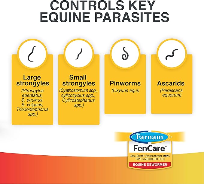 Farnam FenCare Safe-Guard (fenbendazole) 1.96% Type B Medicated Feed Equine Dewormer 5 Ounces
