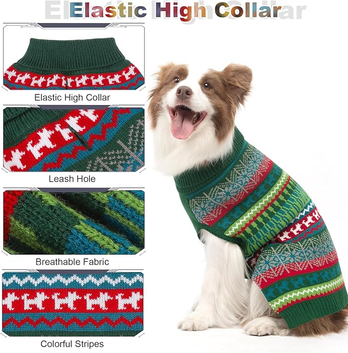 Mihachi Dog Sweater - Winter Coat Apparel Clothes with Colorful Stripes for Cold Weather
