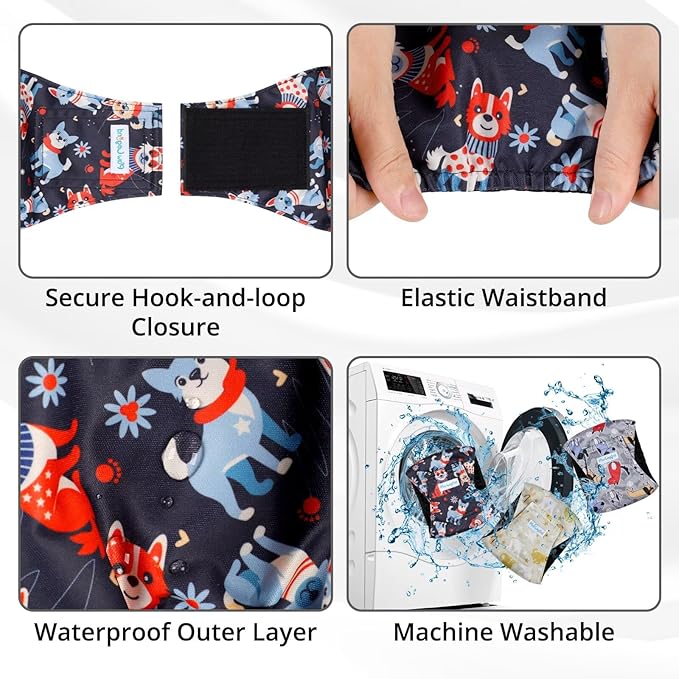 Paw Legend Washable Dogs Diapers Male Dog Belly Bands for Male Dogs Diapers Reusable Puppy & Doggie Diapers Male