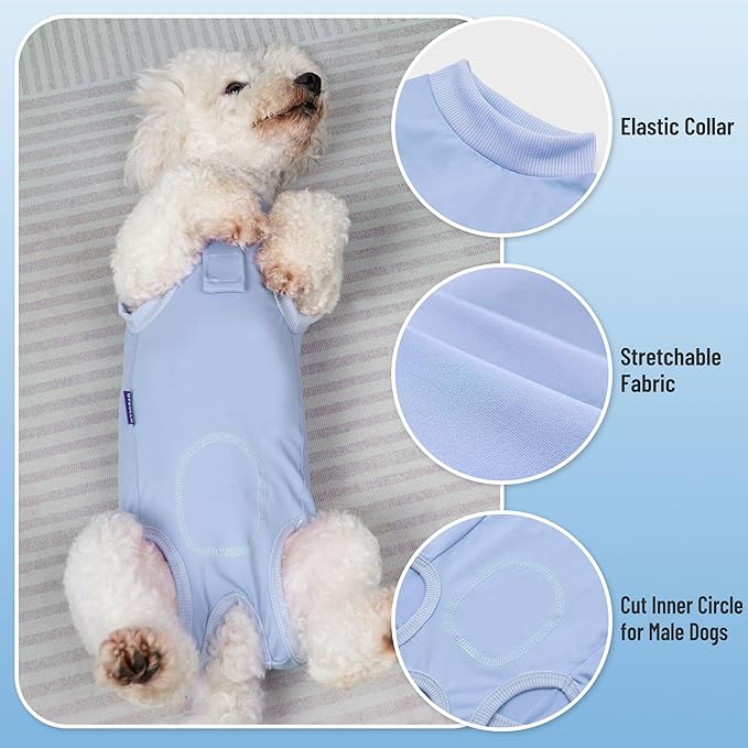 cyeollo Dog Surgery Recovery Suit Soft Breathable Female Male Pet Bodysuit for Spay, Neuter, Surgical Recovery Shirt for Small Medium Large Dogs, Blue, XXL