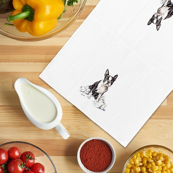 Funny Boston Terrier Gifts Bathroom Hand Towels, Dog Bathroom Decor, Gifts for Boston Terrier Lovers Dish Tea Towels, Kids Bath Room Washroom Toilet Decorative Hand Towel 16x24 Inch