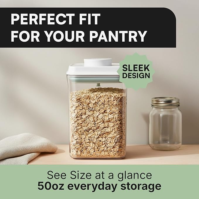 Bop Top Airtight Food Storage Containers with Lid 50 oz | Kitchen Canister Sets | Air Tight Pantry Container | Pop Top Dry Food Storage Containers for Snacks, Sugar, Flour, Baking, Cereal, Pasta