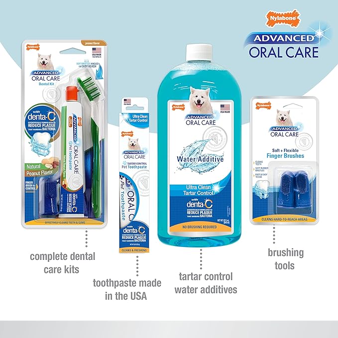 Nylabone Advanced Oral Care Dog Water Additive for Dental Care - Liquid Tartar Remover - Dog Breath Freshener & Teeth-Cleaning Liquid (32 oz.) (Pack of 2)