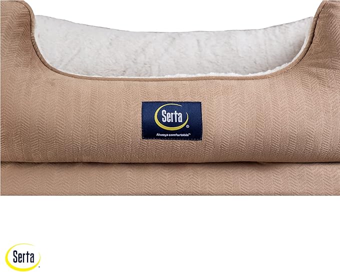 Serta Orthopedic Cuddler Dog Bed for Pets – Desert Sand (Large)