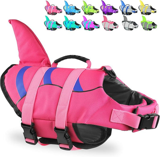 Fragralley Dog Life Jacket Shark, Dog Life Vest Adjustable Ripstop, Puppy Swimming Safety Vest with Superior Buoyancy & Rescue Handle for Small Medium Large Dogs, Swim, Pool, Beach, Boating
