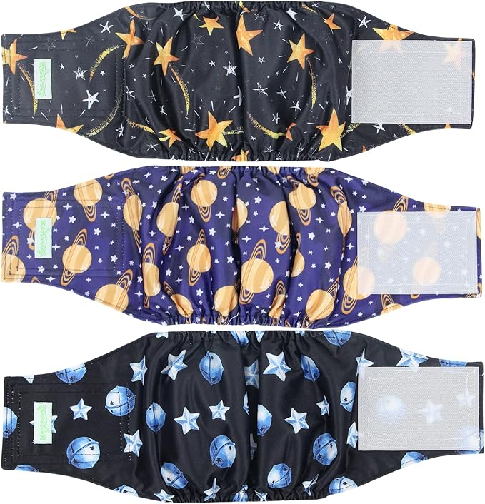 wegreeco Washable Male Dog Diapers (Pack of 3) - Washable Male Dog Belly Wrap (Vast Sky, XS)