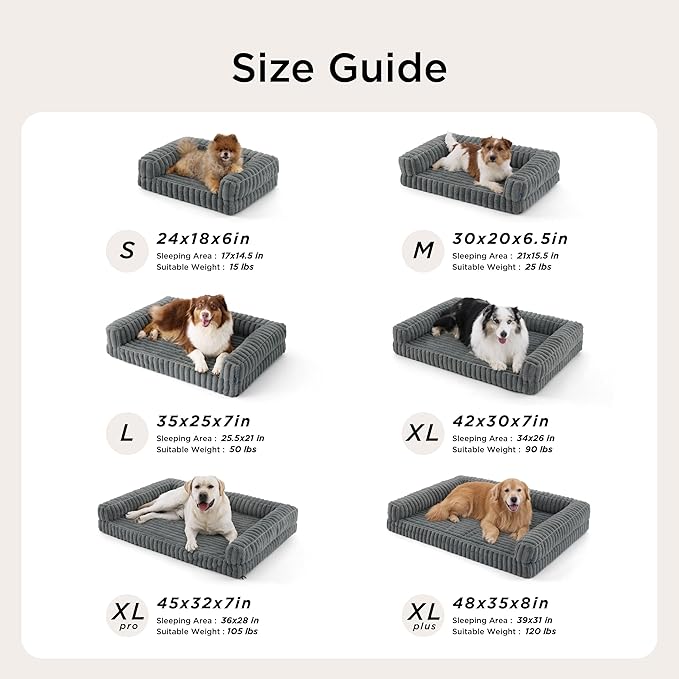 Bedsure ComfyFleece™ Orthopedic Dog Bed for Small Dogs, Waterproof Memory Foam Small Pet Beds with Sides, Non-Slip Bottom and Egg-Crate Foam Medium Dog Couch Sofa with Washable Corduroy Cover, Cream