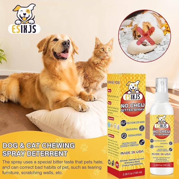 No Chew Spray for Dogs Cats Bitter Apple Spray for Puppy 6.76 Fl Oz Stop Dogs Cat from Chewing Furniture Spray Anti Licking for Dog Cat Yuck Bitter Spray Deterrent for Gentle on Skin Alcohol Free