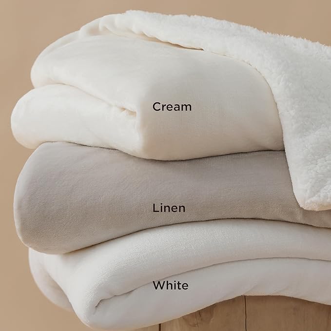 Bedsure GentleSoft Sherpa Fleece Throw Blanket for Couch, Non-Heated, Thick and Warm Throw for Women and Men, Soft Fuzzy Plush Blanket for Spring, Cream, 50x60 Inches