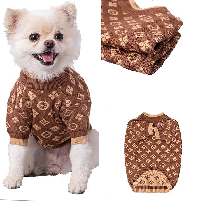 Luxury Dog Sweater – Soft Knit Designer Pet Outfit for Small Dogs & Puppies, XS–L, Stylish Warm Clothing for Yorkies, Chihuahuas, Dachshunds, Maltese, French Bulldog