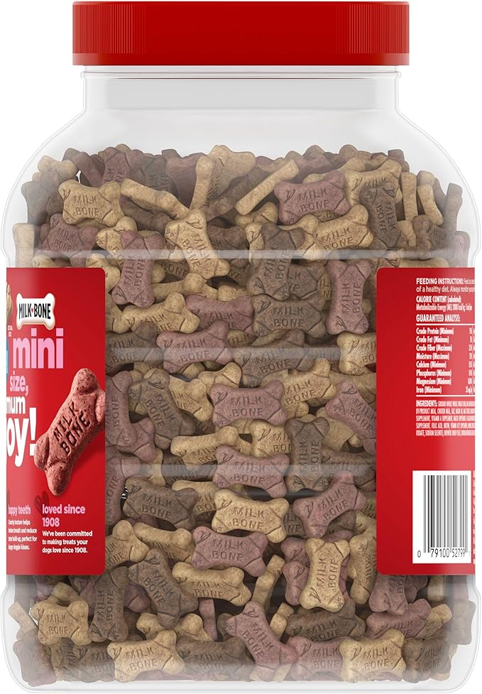 Milk-Bone Flavor Snacks Mini’s Dog Biscuits, Flavored Crunchy Dog Treats, 36 Oz. Canister