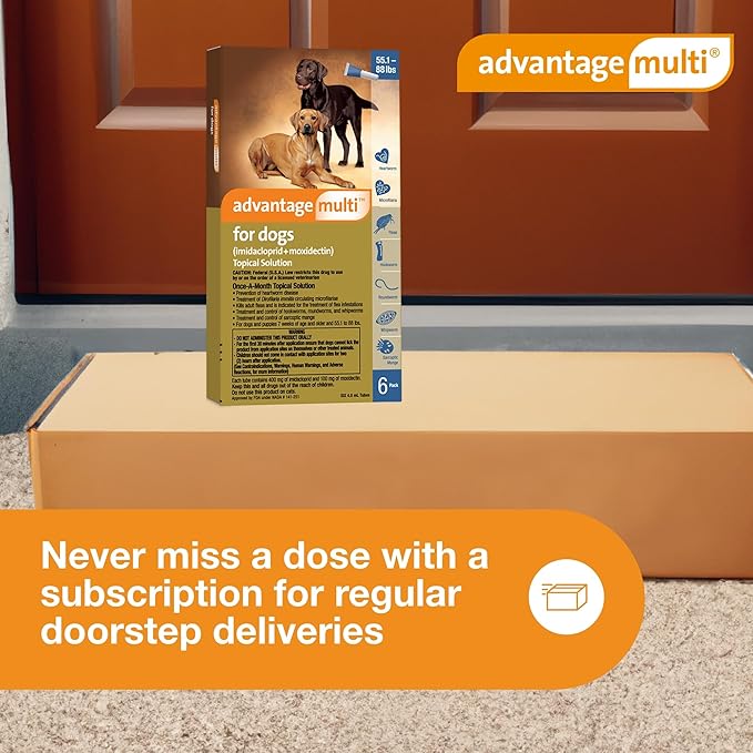 Advantage Multi Topical Solution for Dogs 6 Doses, 55.1-88 lbs (Blue)