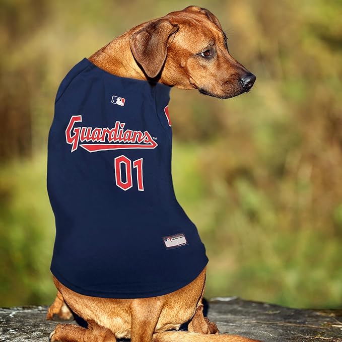 Official MLB Cleveland Guardians Pet Jersey for Dogs & Cats, Size Large - Stylish Baseball Jersey for Your Furry Fan- Show Off Team Spirit with The Perfect Fan Apparel Gear for Pet, Dog & Cat